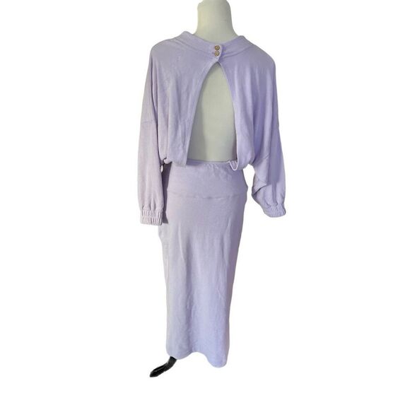 Free People Beach NWT Midi Column Dress Terrycloth Cut Out Purple size S - Picture 4 of 12